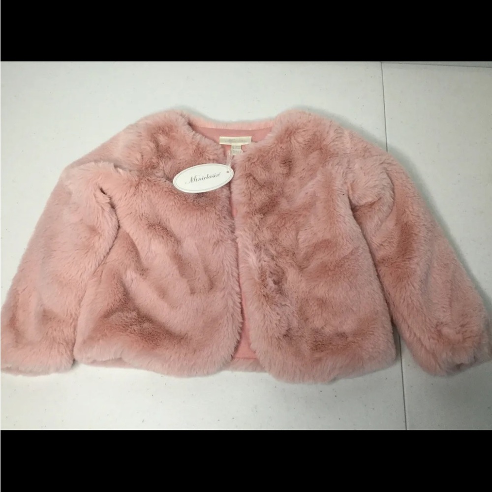Miniclasix old rose faux pink fur jacket